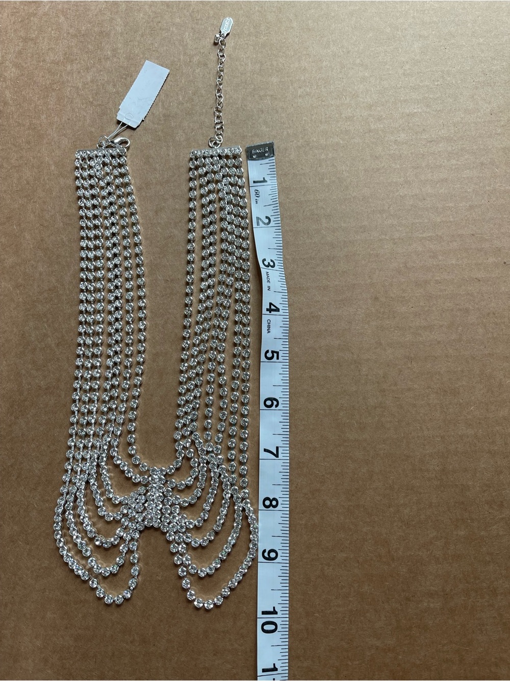Natasha Couture Silver Crystal Multi-Layer Statement Necklace - Picture 5 of 6